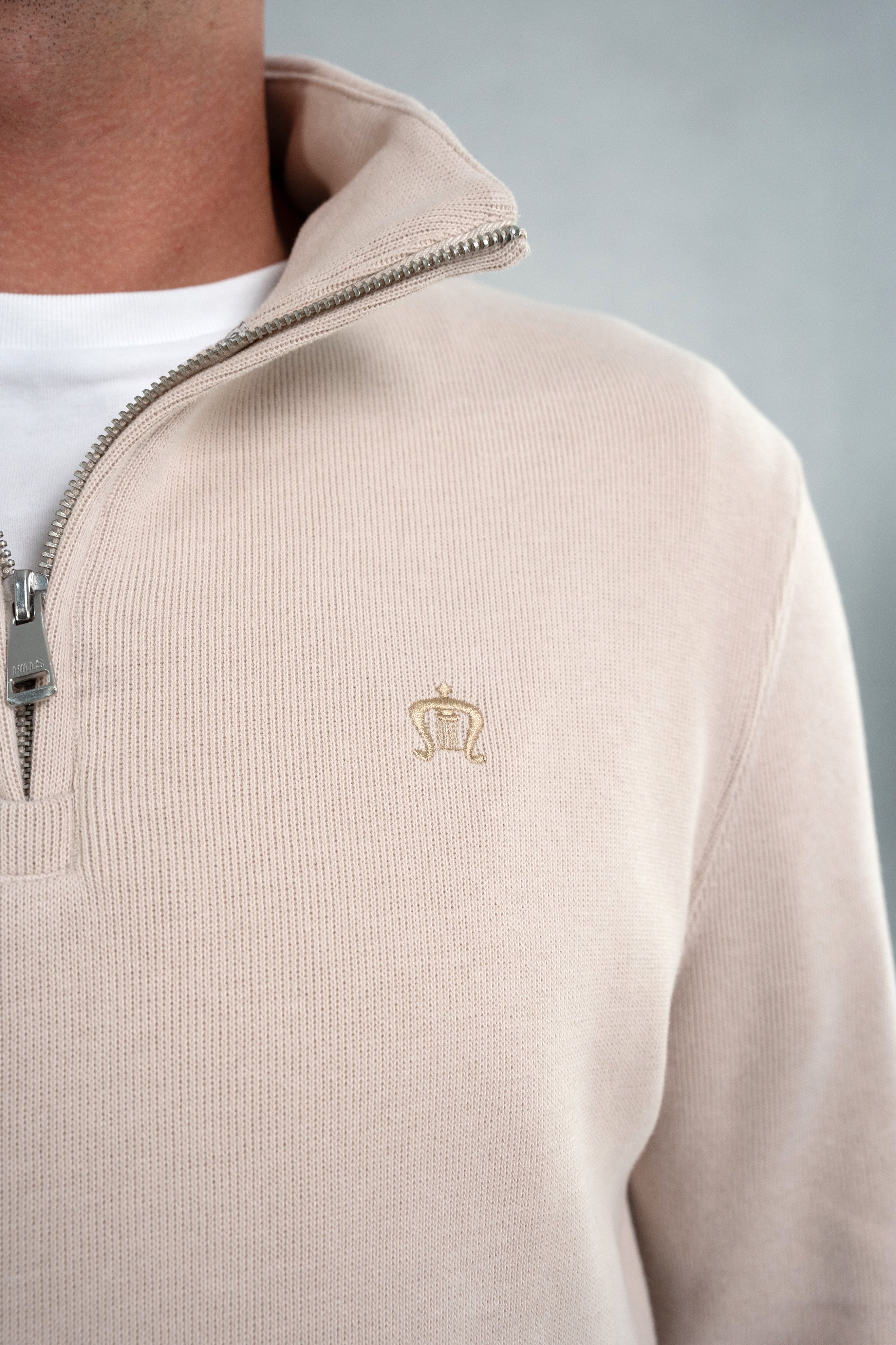 Stone Beige Half-Zip Sweatshirt
