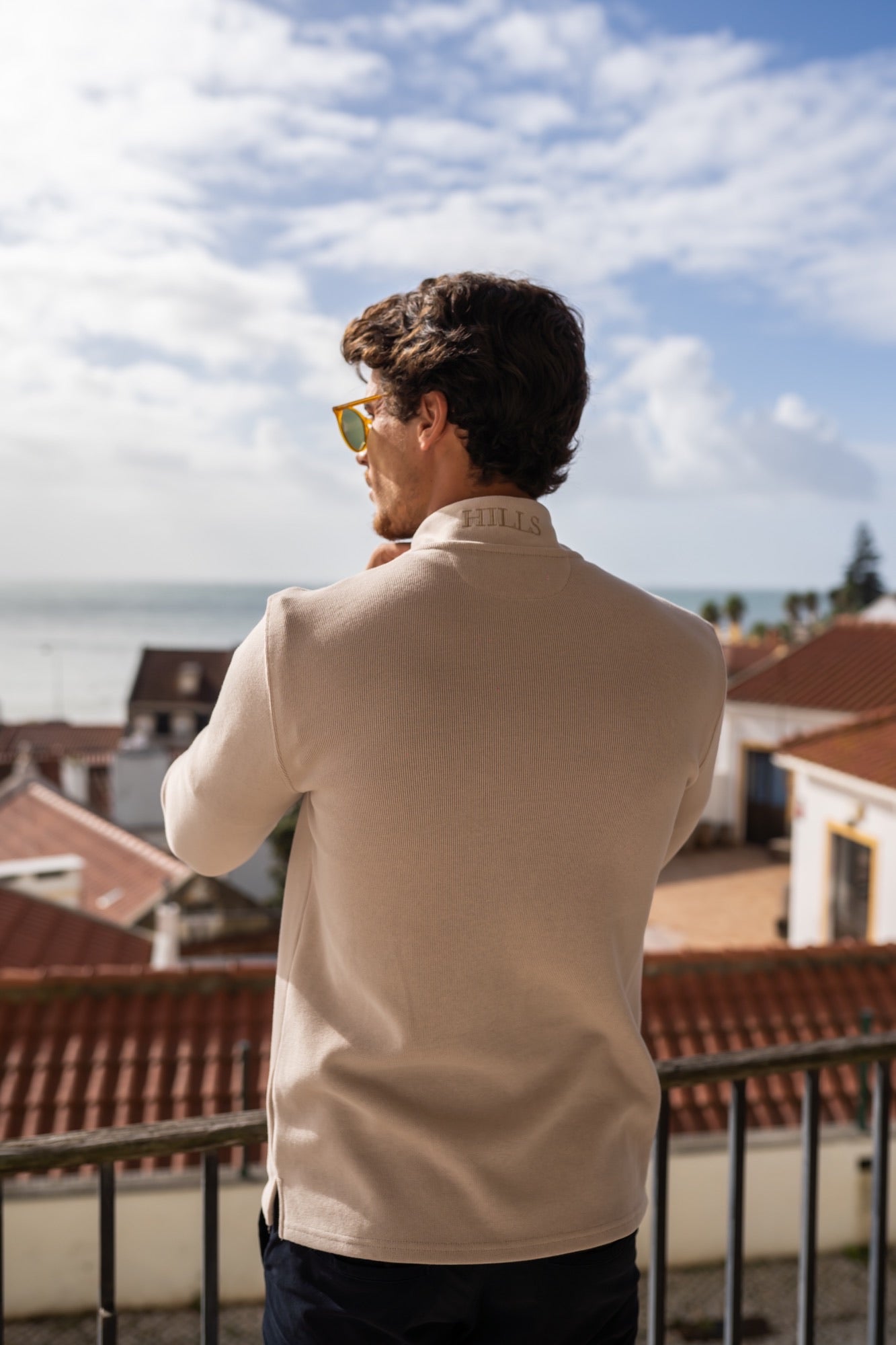 Stone Beige Half-Zip Sweatshirt