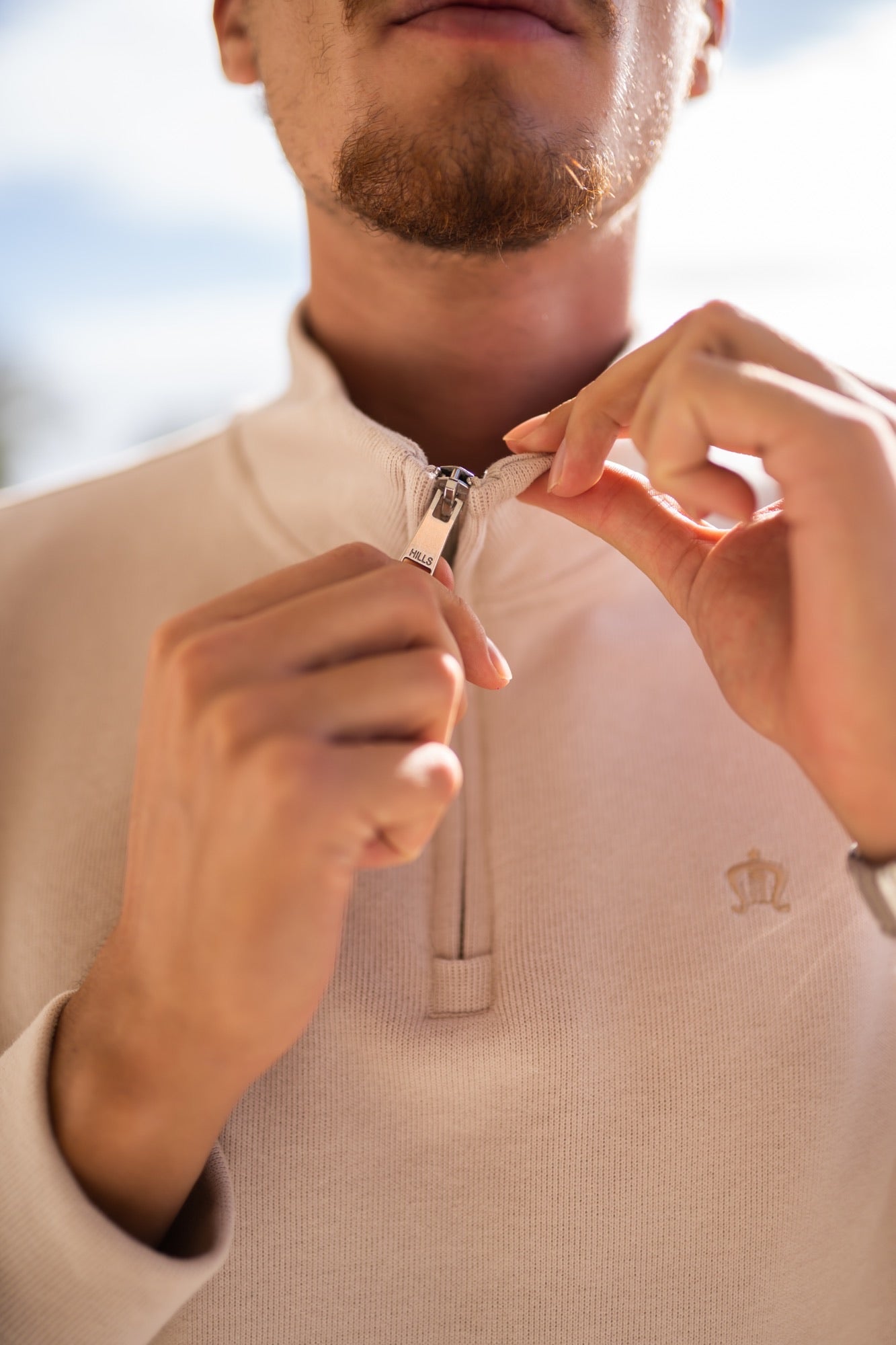 Stone Beige Half-Zip Sweatshirt