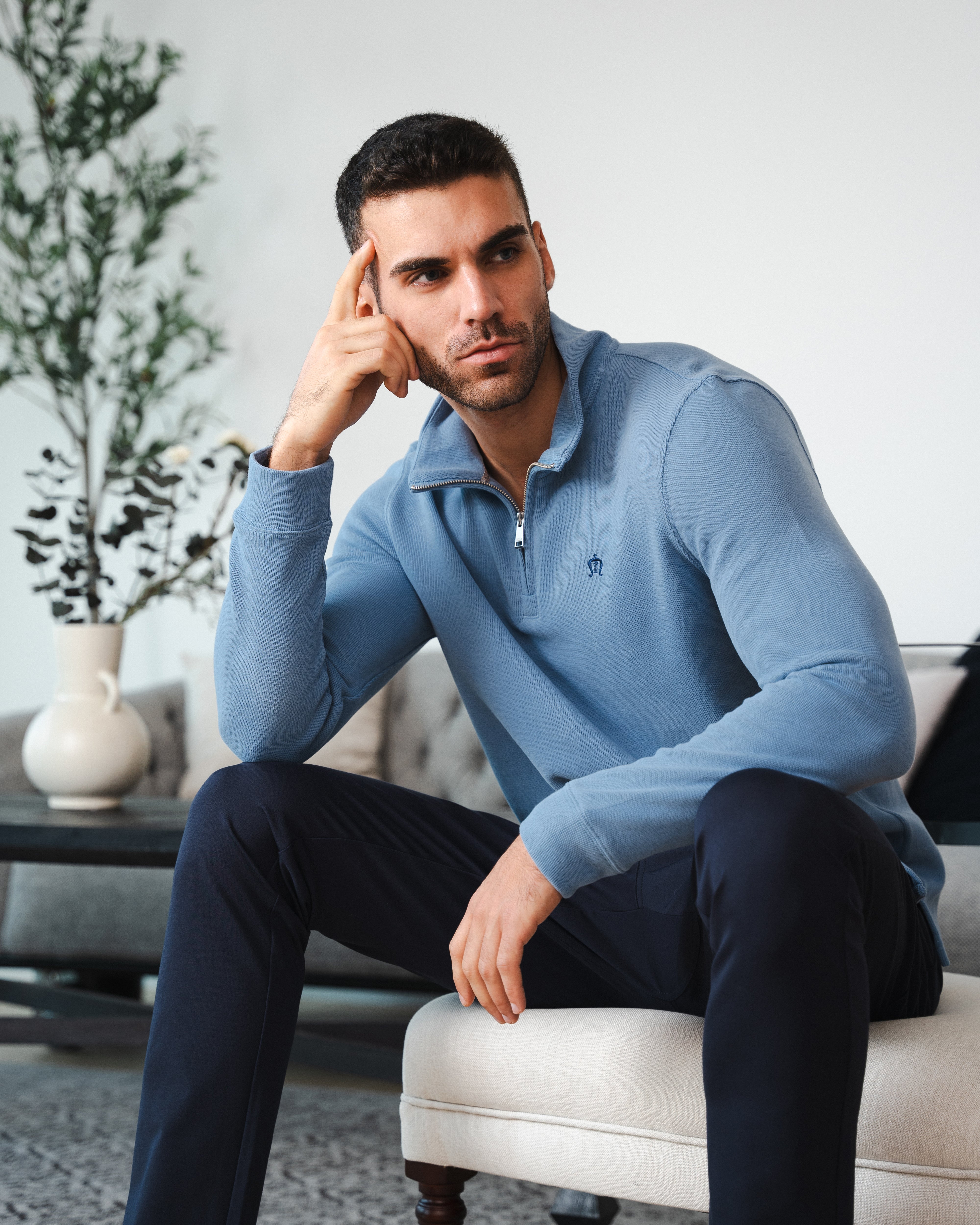 Ice Blue Half-Zip Sweatshirt