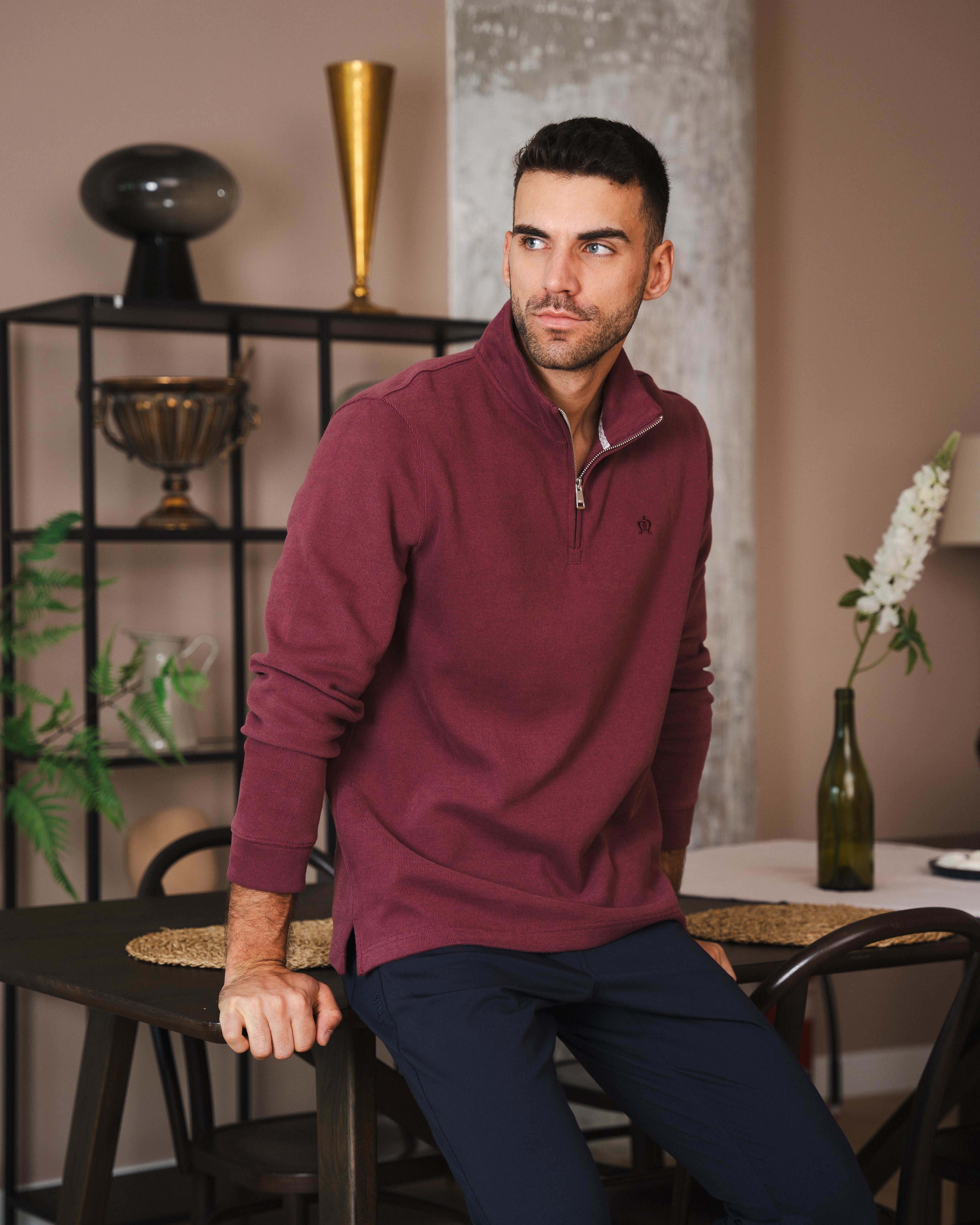 Maroon Half-Zip Sweatshirt