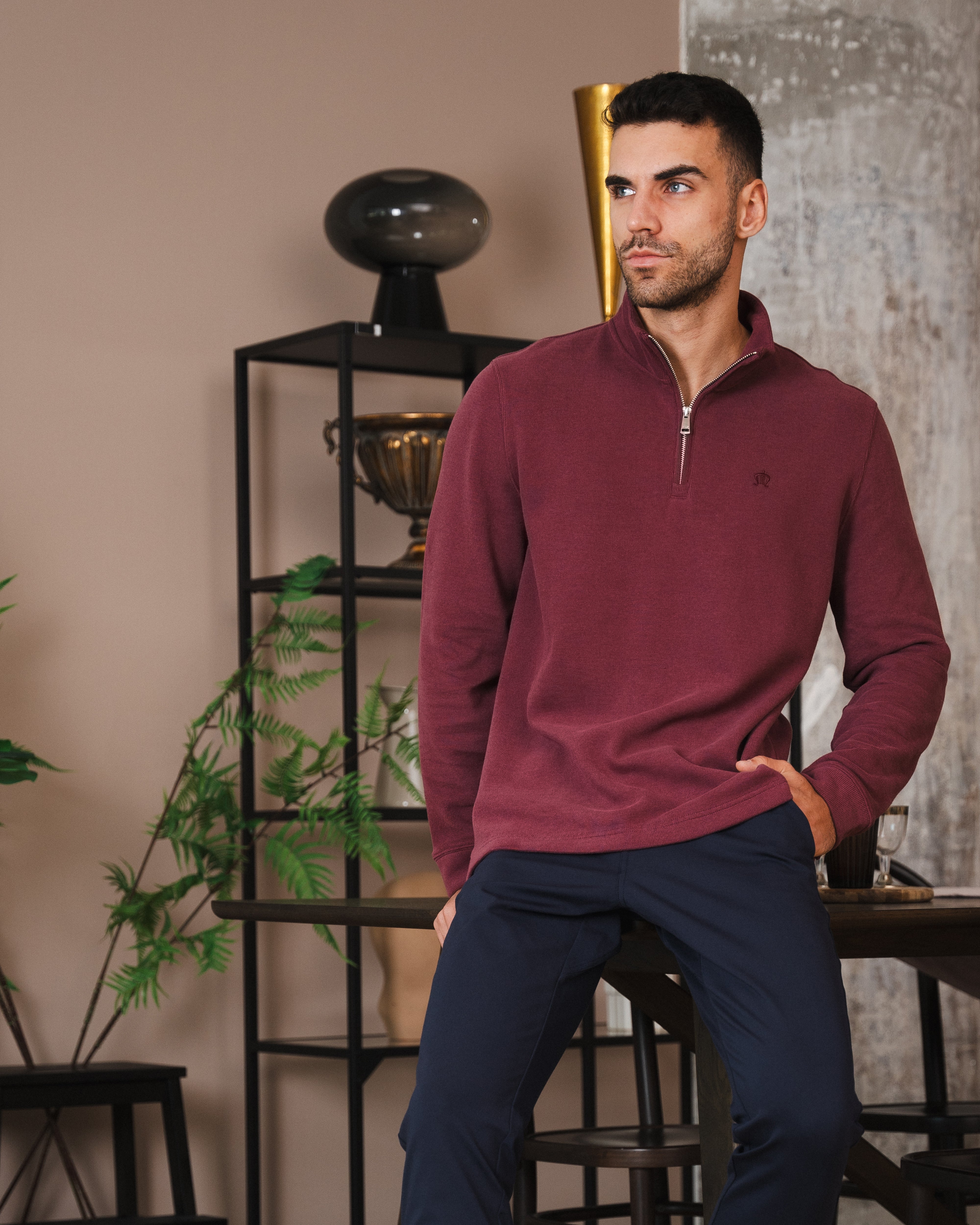 Maroon Half-Zip Sweatshirt