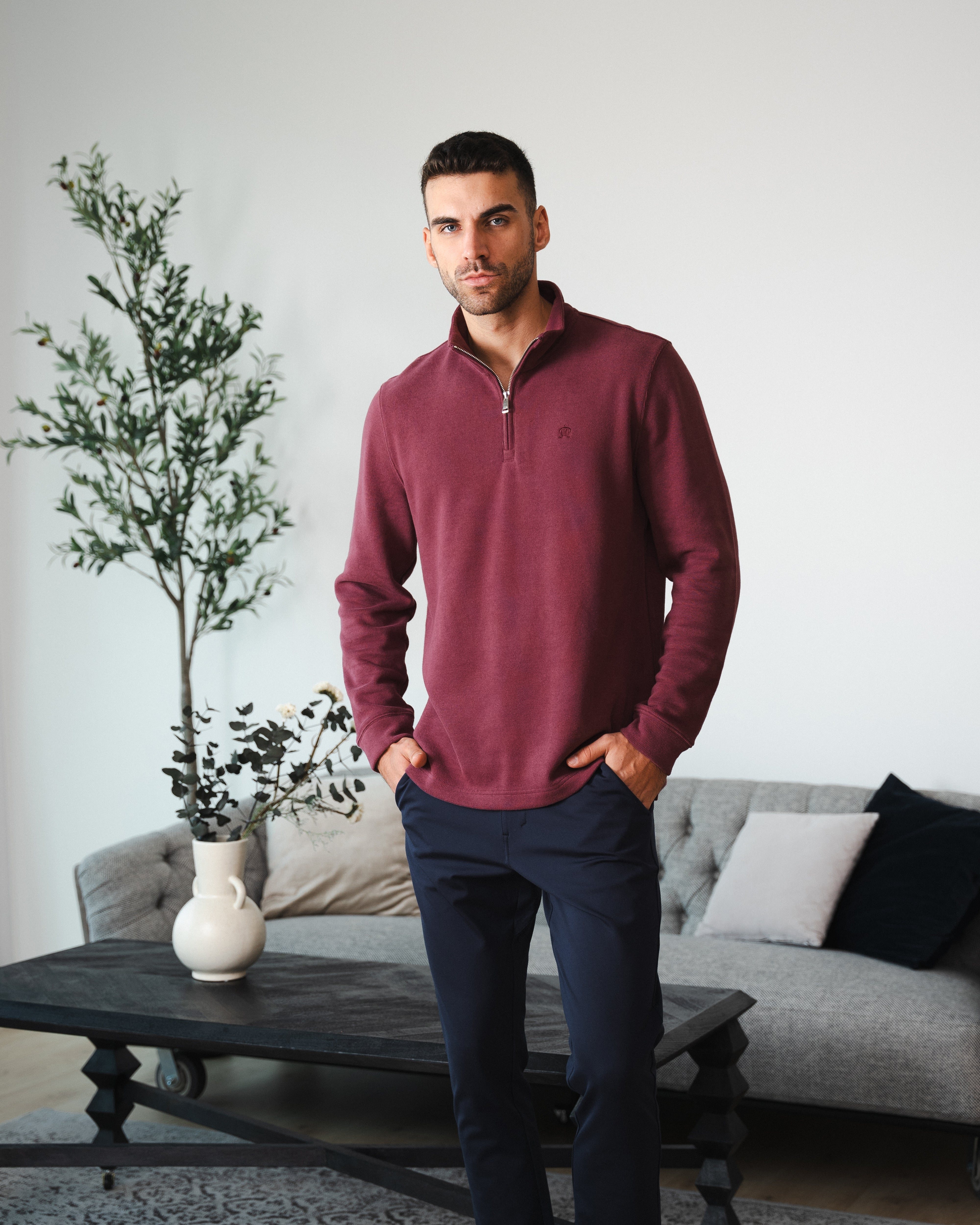 Maroon Half-Zip Sweatshirt