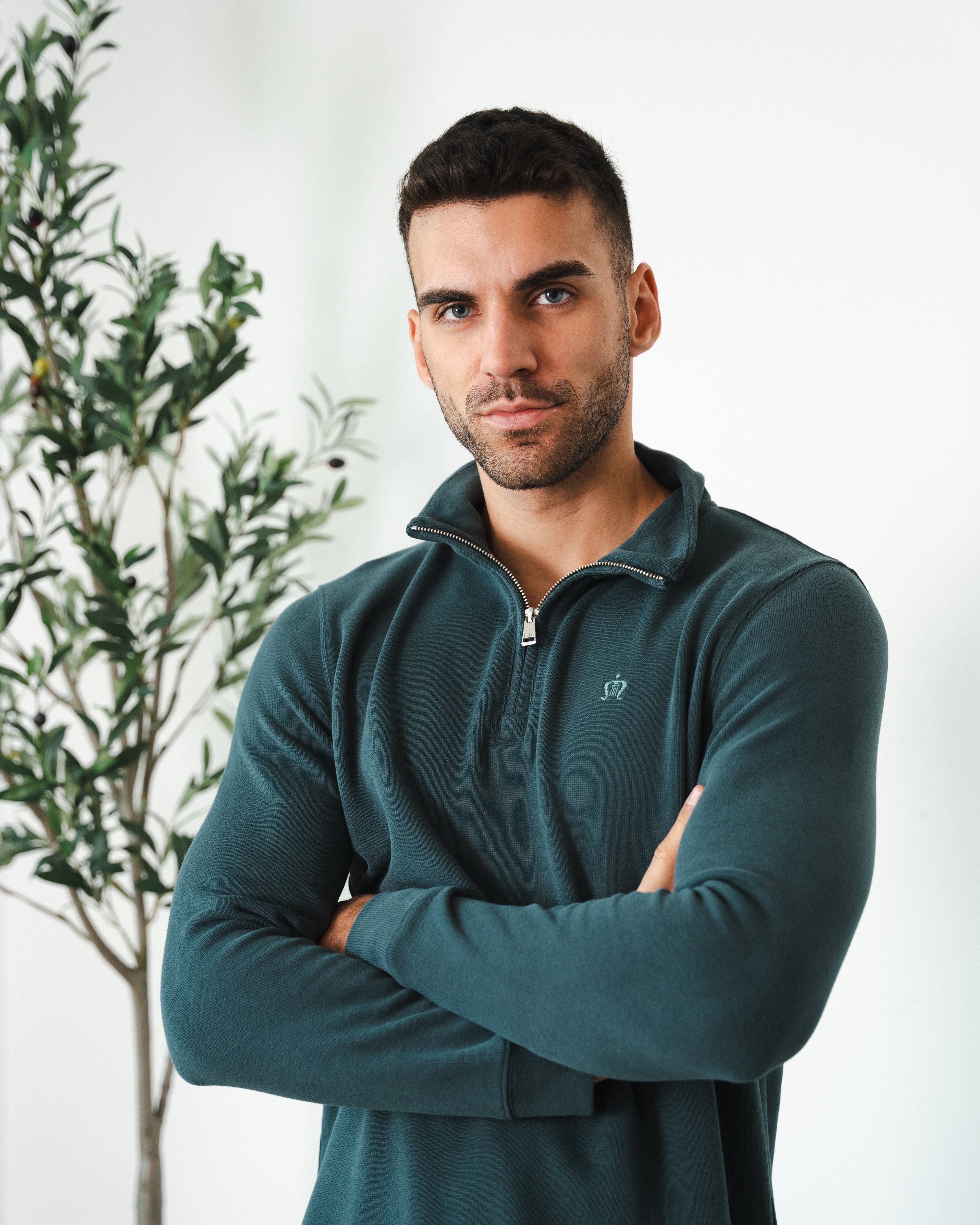 Emerald Green Half-Zip Sweatshirt