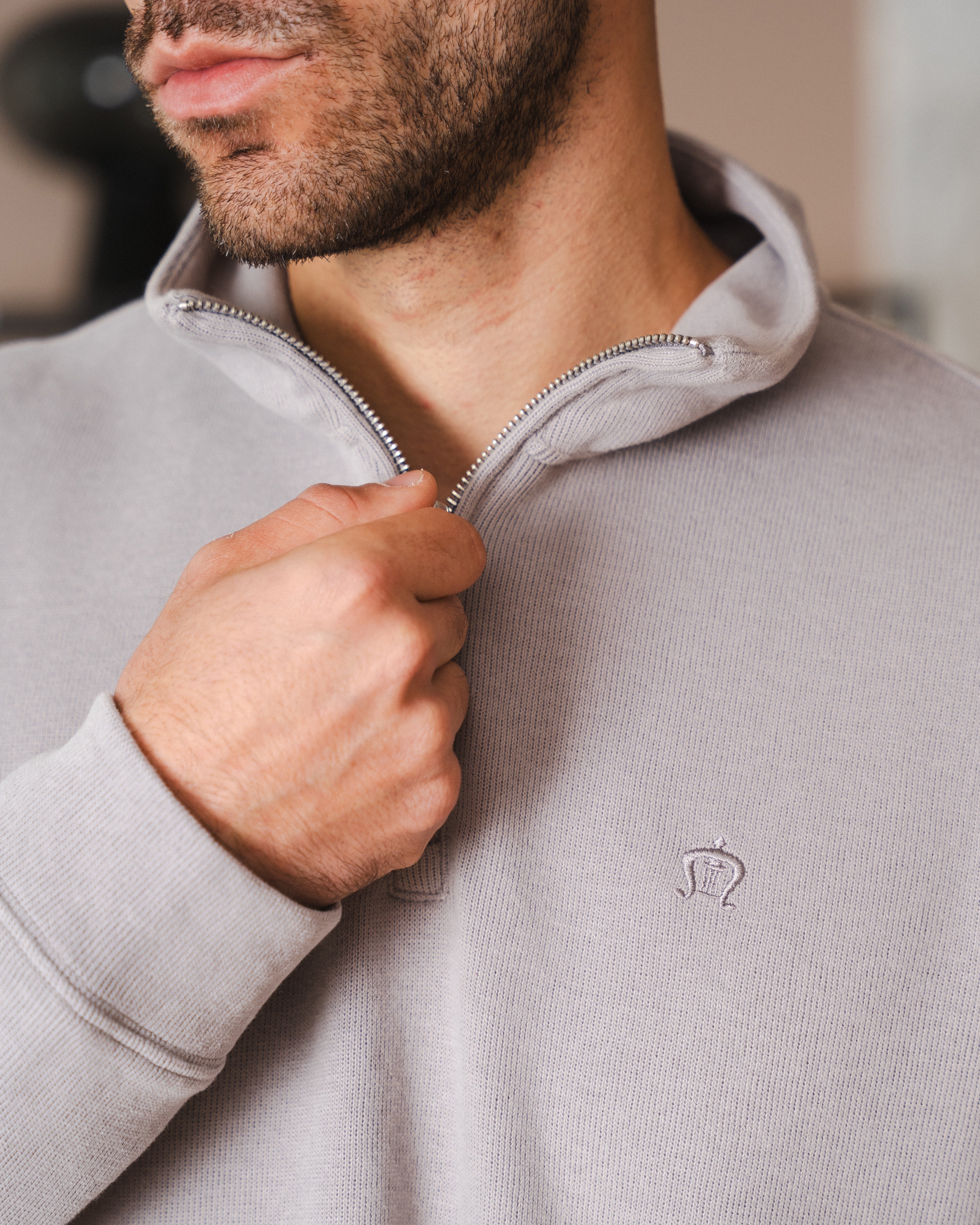 Dusty Grey Half-Zip Sweatshirt