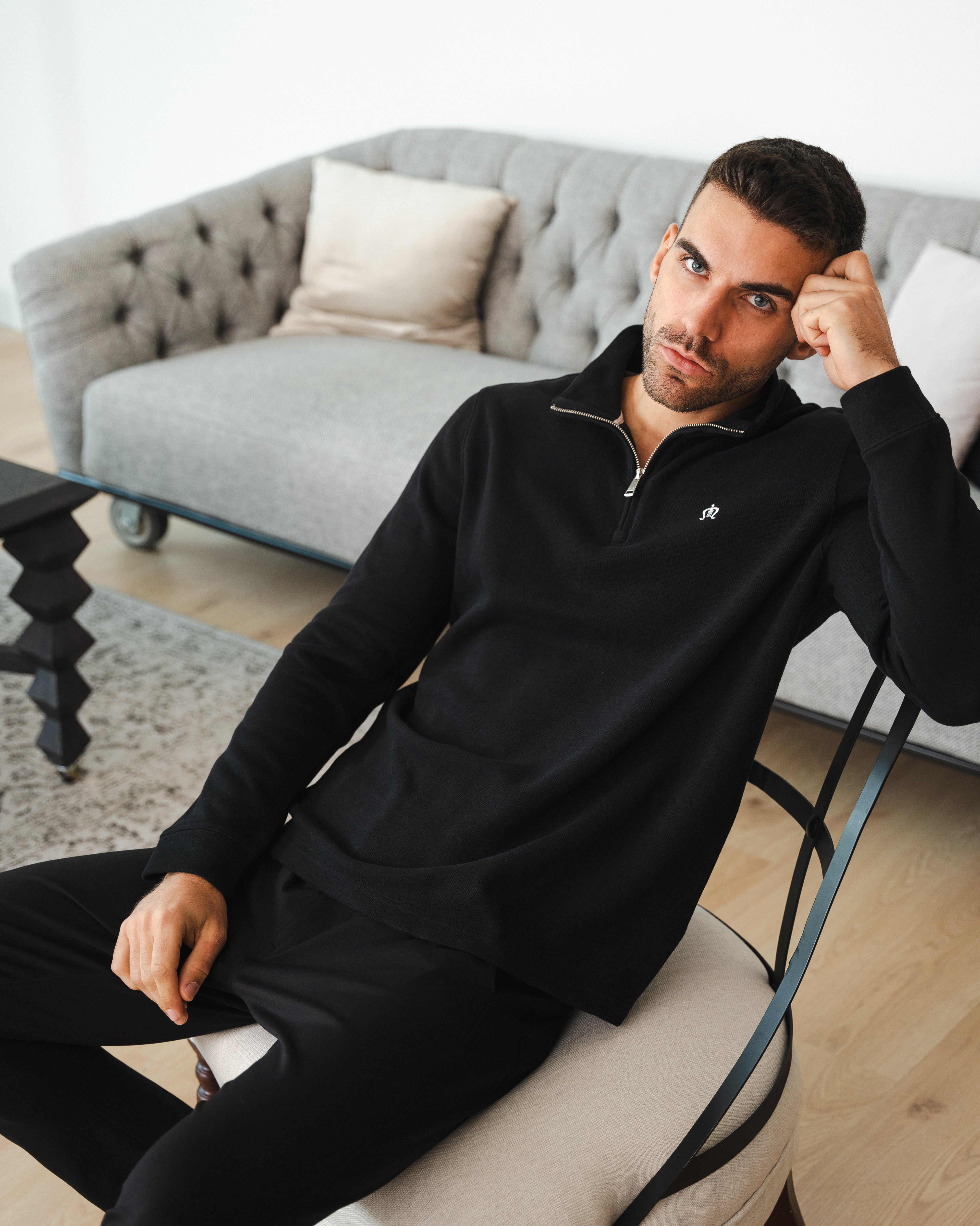 Shadow Black Half-Zip Sweatshirt
