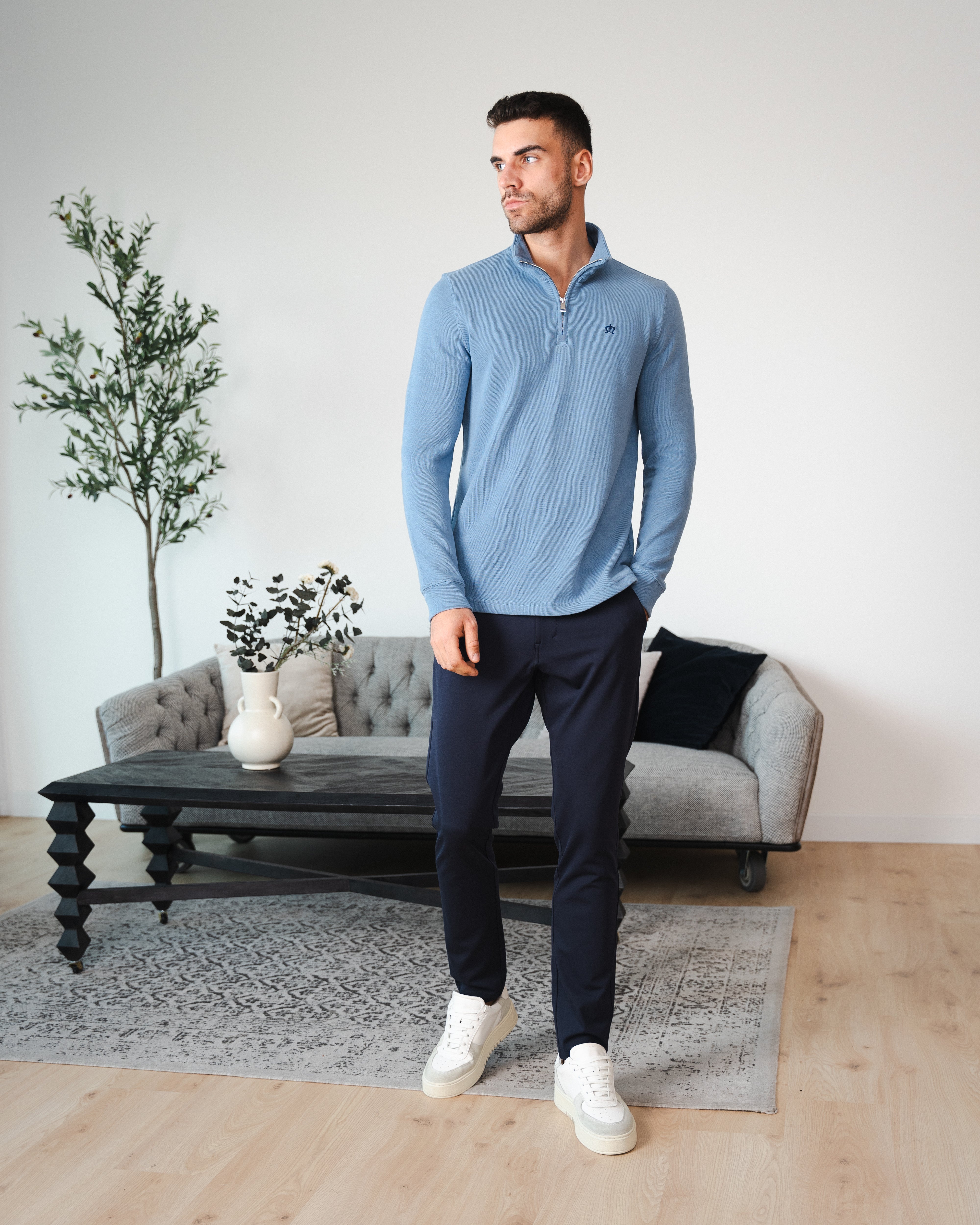 Ice Blue Half-Zip Sweatshirt