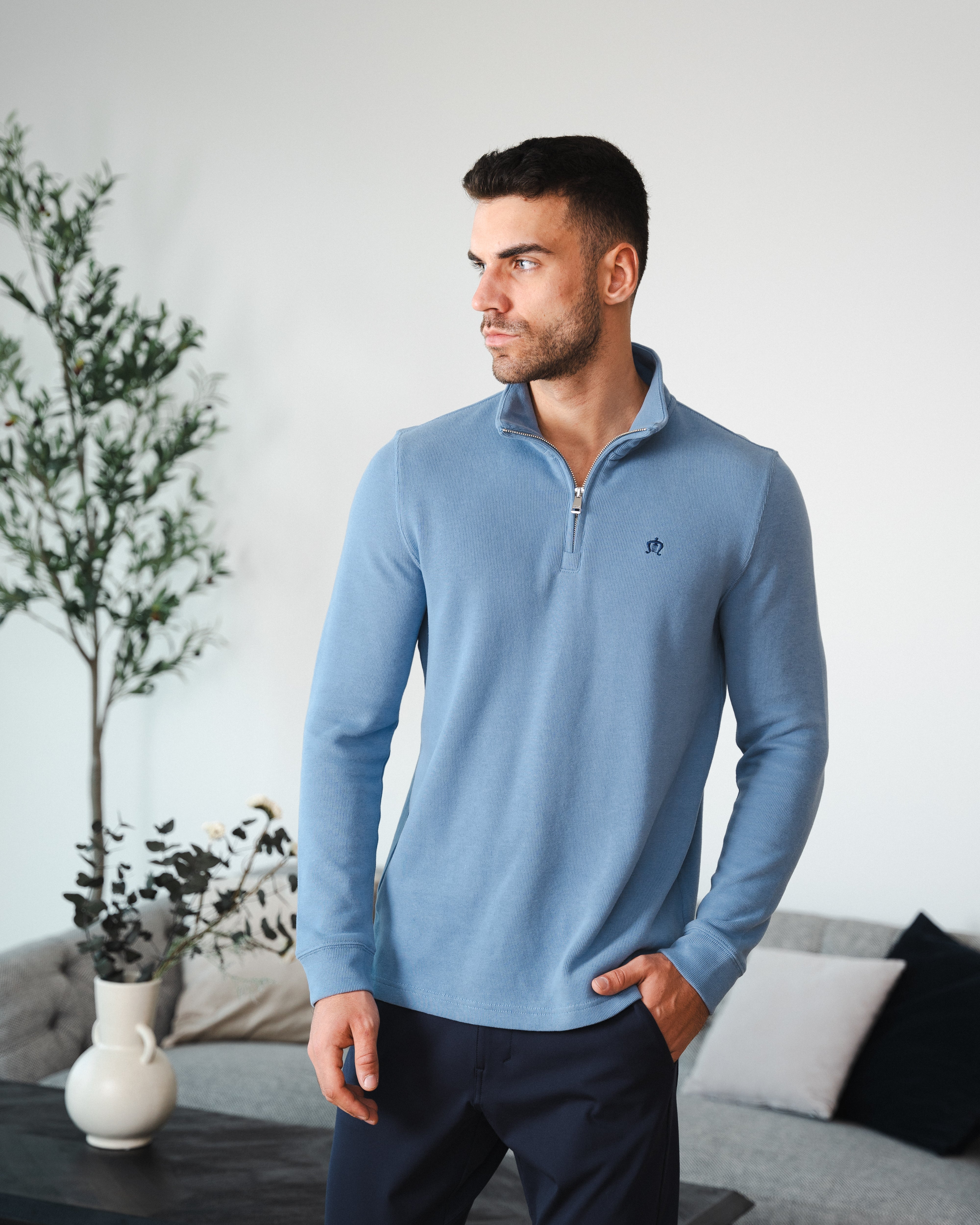 Ice Blue Half-Zip Sweatshirt