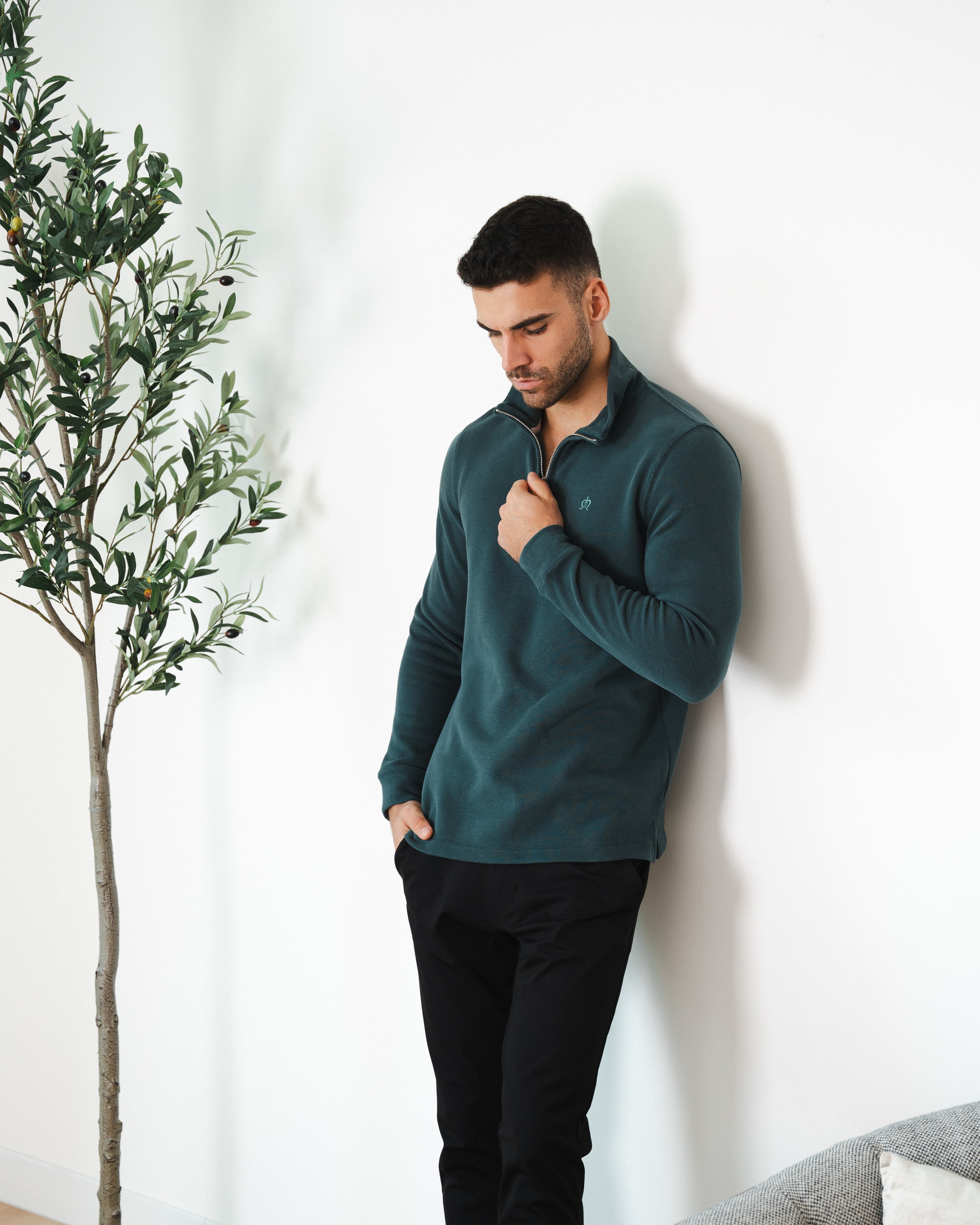 Emerald Green Half-Zip Sweatshirt