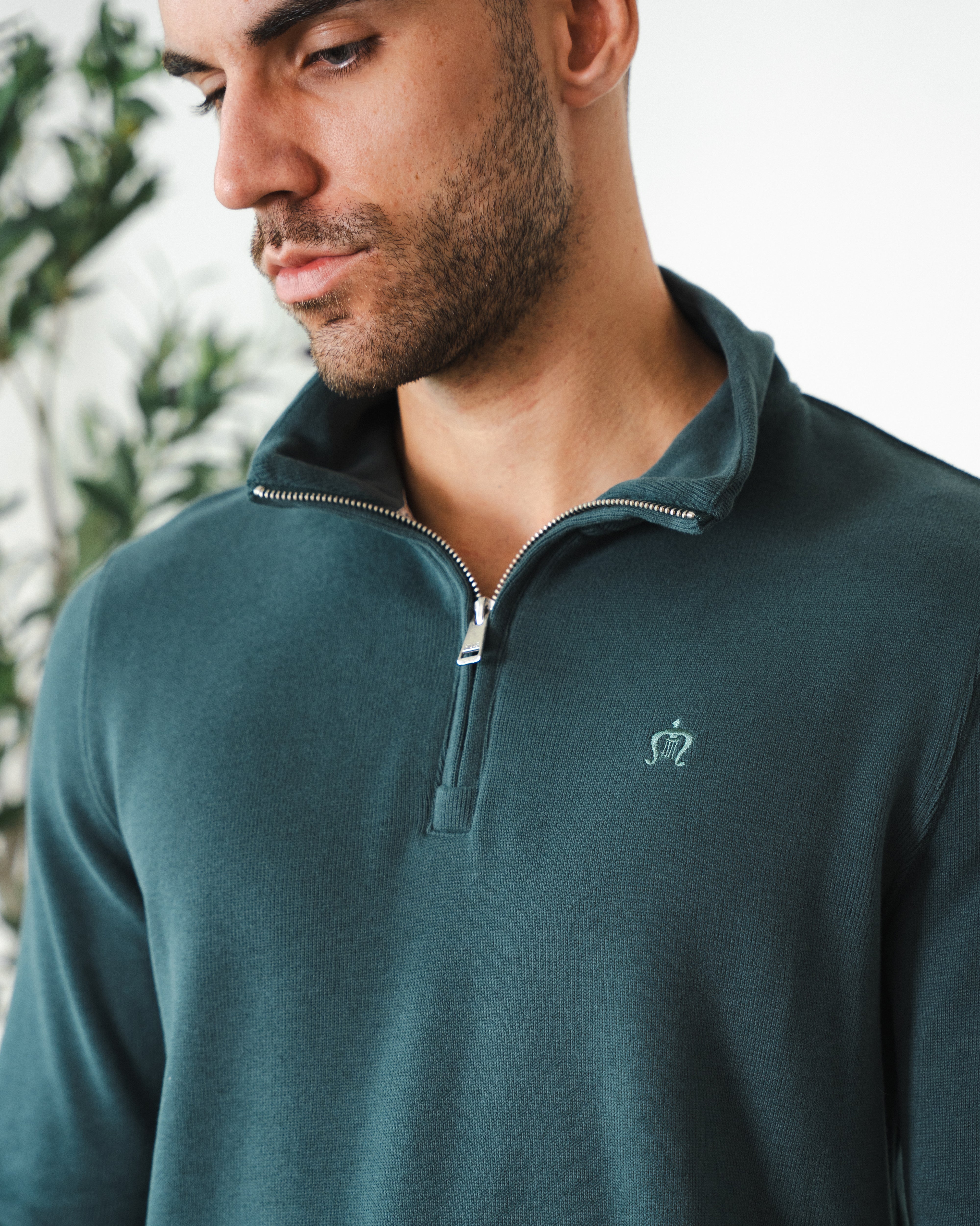 Emerald Green Half-Zip Sweatshirt