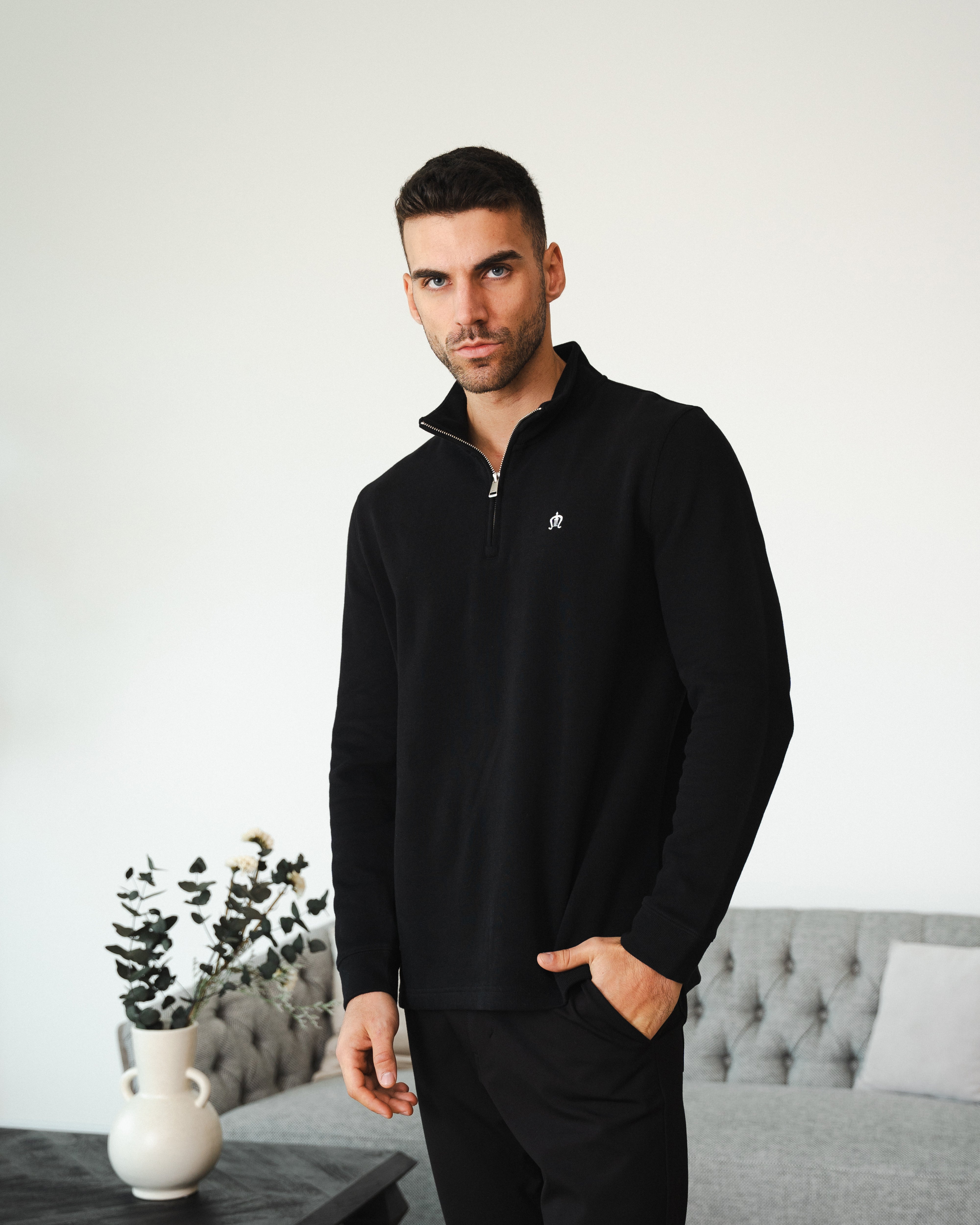 Shadow Black Half-Zip Sweatshirt